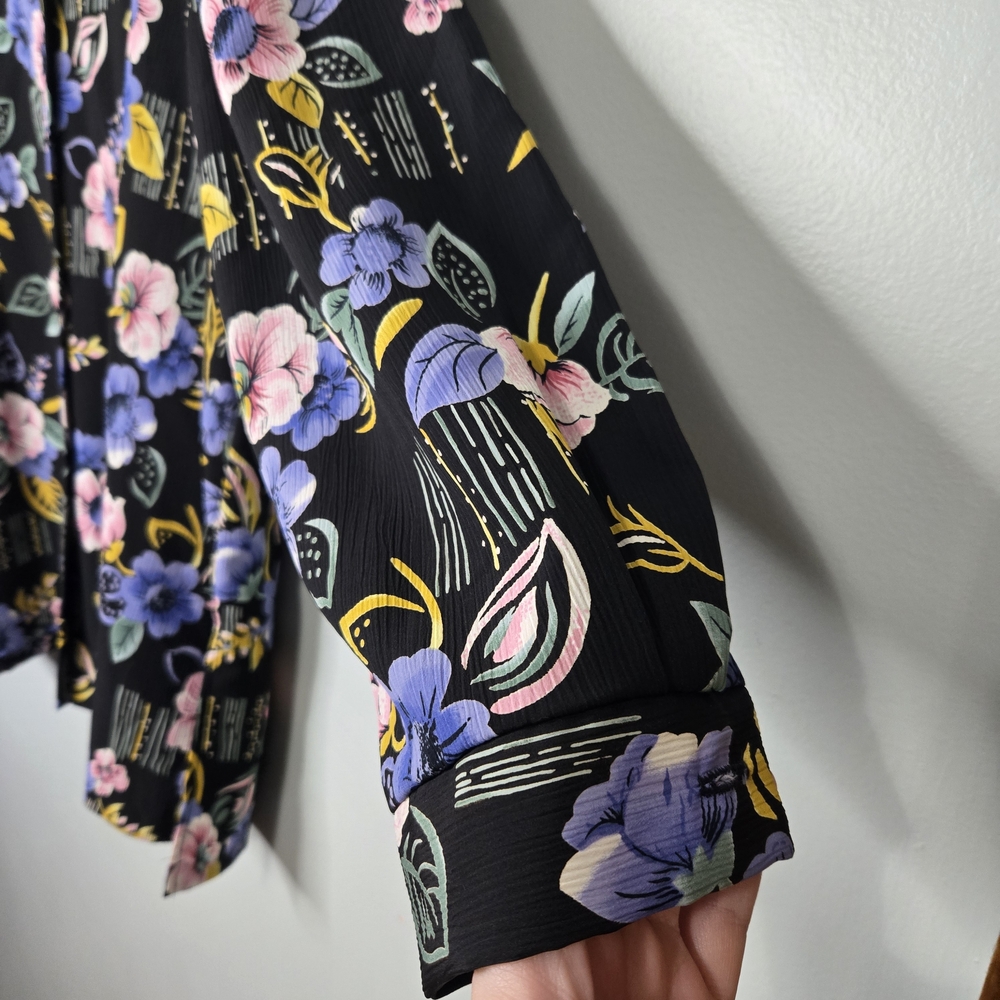 Briggs New York Vintage Black Floral Long Sleeve Shirt 2X - Picture 4 of 6